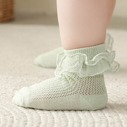Breathable Lace Girls' Socks - Fashionable Cotton Styles in 5 Colors - Buy Center US