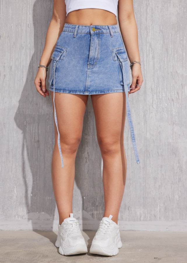 Women's All-Matching Denim Short Skirt - Army Green & Blue Choices - Buy Center US