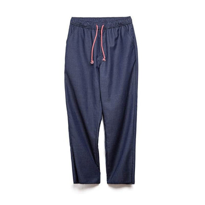 Men's Retro Loose Straight Pants - Casual Indigo Blue Trousers - Buy Center US