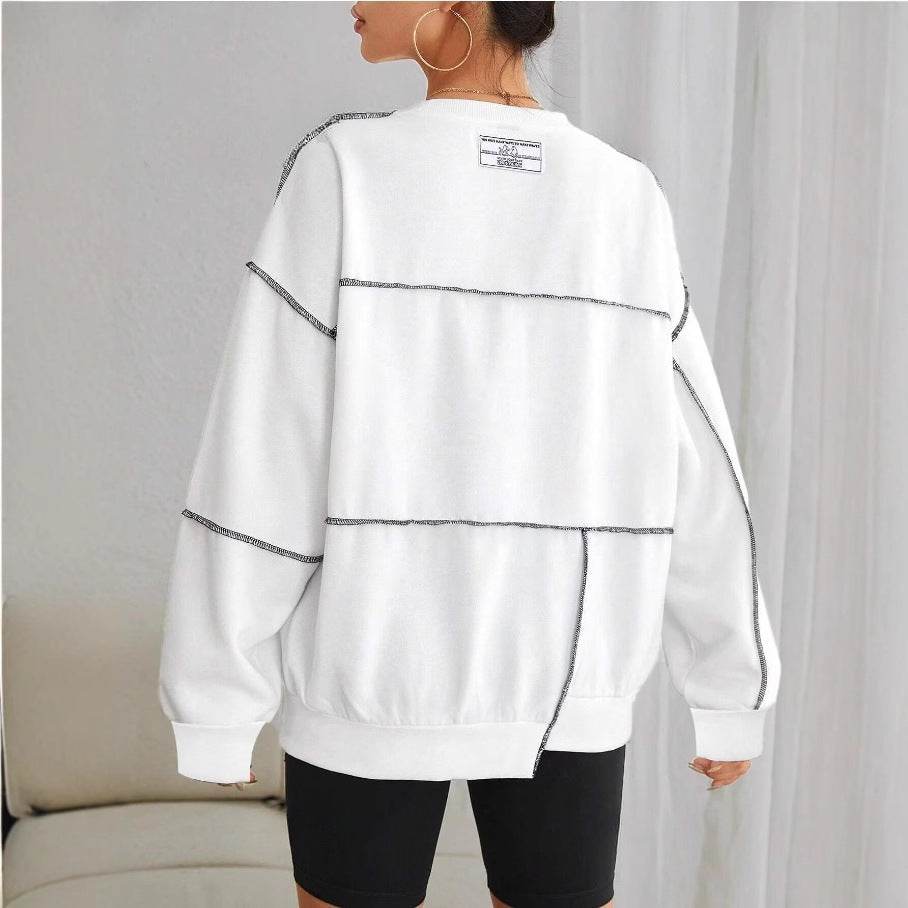 Casual Loose Round Neck Women's Sweater - Korean Style, Lantern Sleeves - Buy Center US