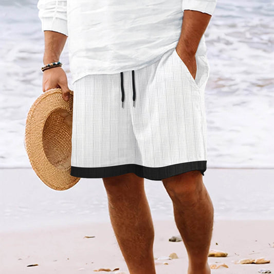 Buycenter Men's Jacquard Stripe Shorts - Stylish Drawstring & Micro Elasticity - Buy Center US