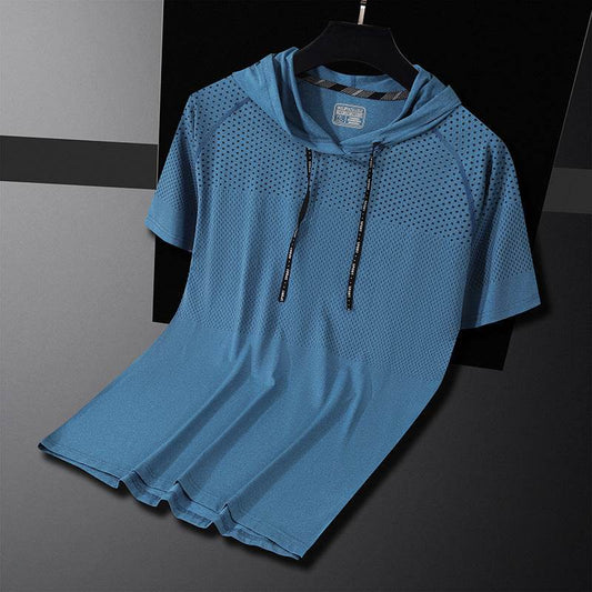 Quick-Drying Hooded T-Shirt for Exercise - High Elasticity Sports Wear - Buy Center US