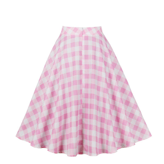 Plus Size Plaid A-Line Skirt - High Waist, Mid-Length for Women - Buy Center US