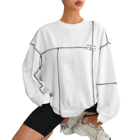 Casual Loose Round Neck Women's Sweater - Korean Style, Lantern Sleeves - Buy Center US