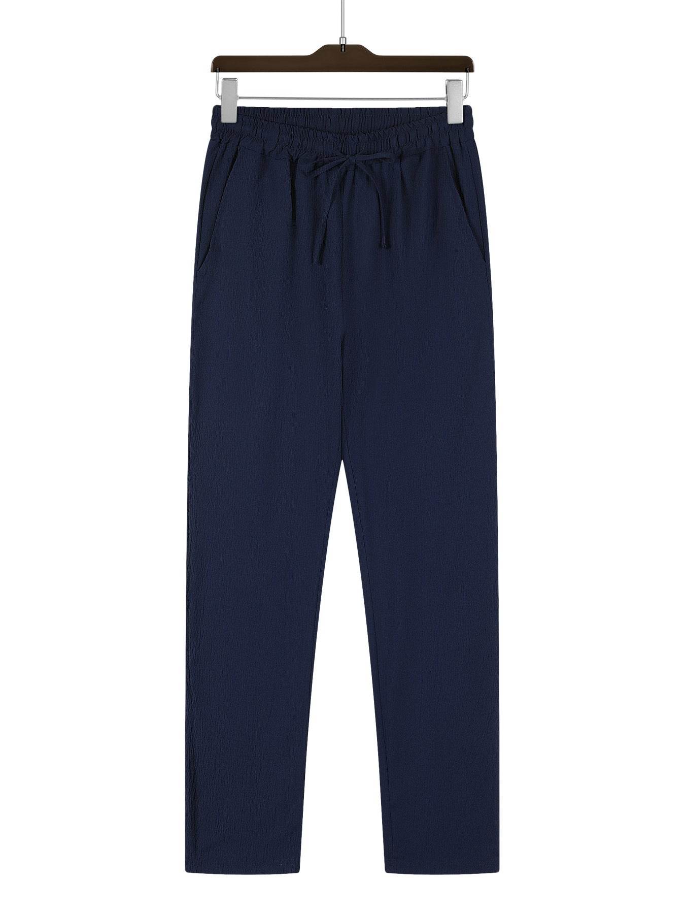 Casual Loose Pants for Men - Micro-Elastic Mid Waist in Solid Colors - Buy Center US