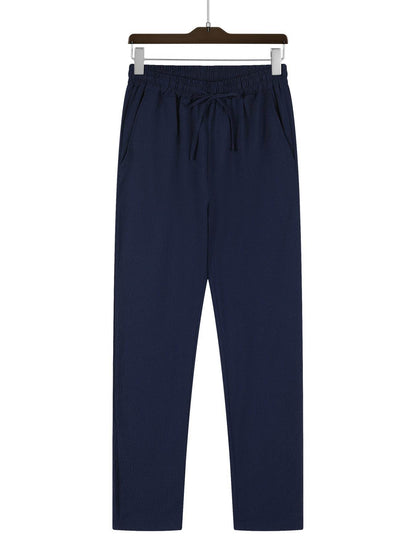 Casual Loose Pants for Men - Micro-Elastic Mid Waist in Solid Colors - Buy Center US