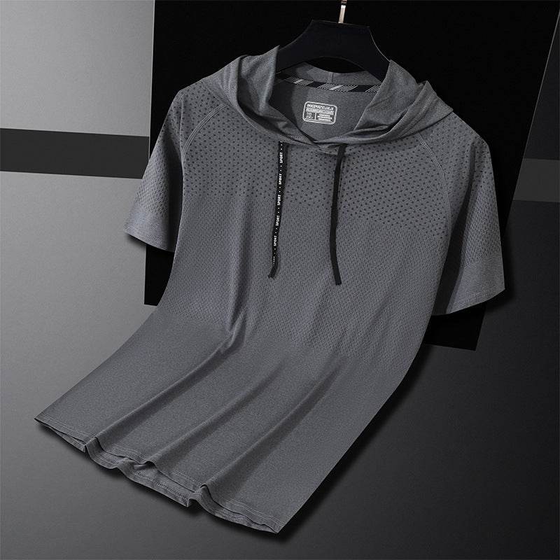 Quick-Drying Hooded T-Shirt for Exercise - High Elasticity Sports Wear - Buy Center US