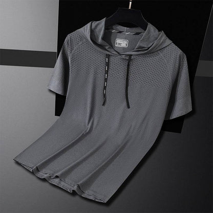 Quick-Drying Hooded T-Shirt for Exercise - High Elasticity Sports Wear - Buy Center US