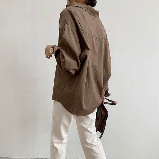 Loose Fit Autumn Button Shirt - Stylish Long Sleeve, Free Size Options - Buy Center US