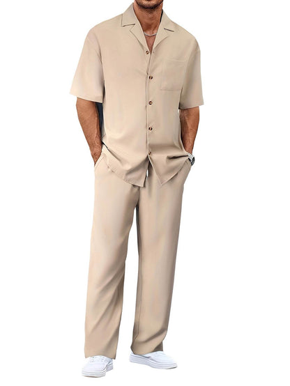 Buycenter Men's Leisure Suit - Short Sleeves & Trousers in Various Colors - Buy Center US