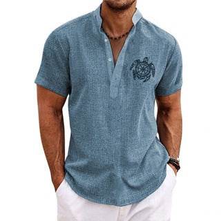 Buycenter Men's Linen Plaid Sleeve Shirt - Casual Fashion Top S-6XL - Buy Center US