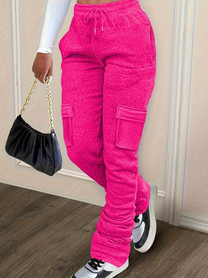 Casual Thickened Drawstring Pile Pants - Urban Style in Light Gray, Black - Buy Center US