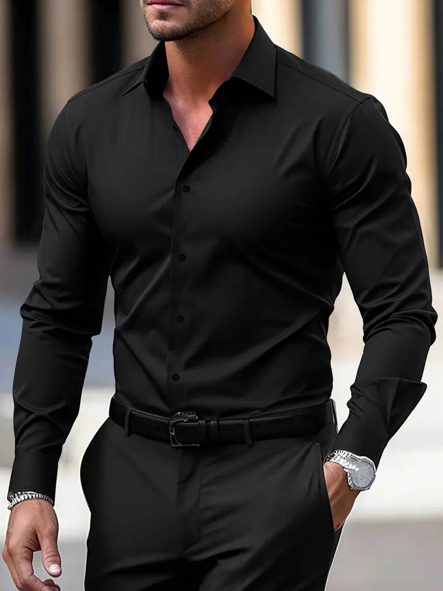Buycenter Men's Slim Fit Long Sleeve Shirt - Stylish Business Casual Wear - Buy Center US