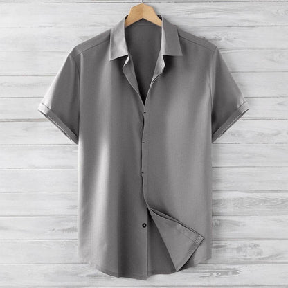 Buycenter Men's Short Sleeve Loose Shirt - Solid Colors & Slim Fit - Buy Center US