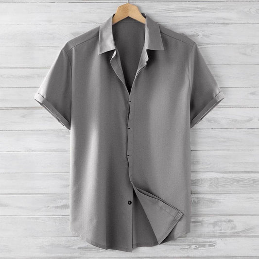 Buycenter Men's Short Sleeve Loose Shirt - Solid Colors & Slim Fit - Buy Center US