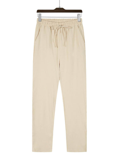 Casual Loose Pants for Men - Micro-Elastic Mid Waist in Solid Colors - Buy Center US