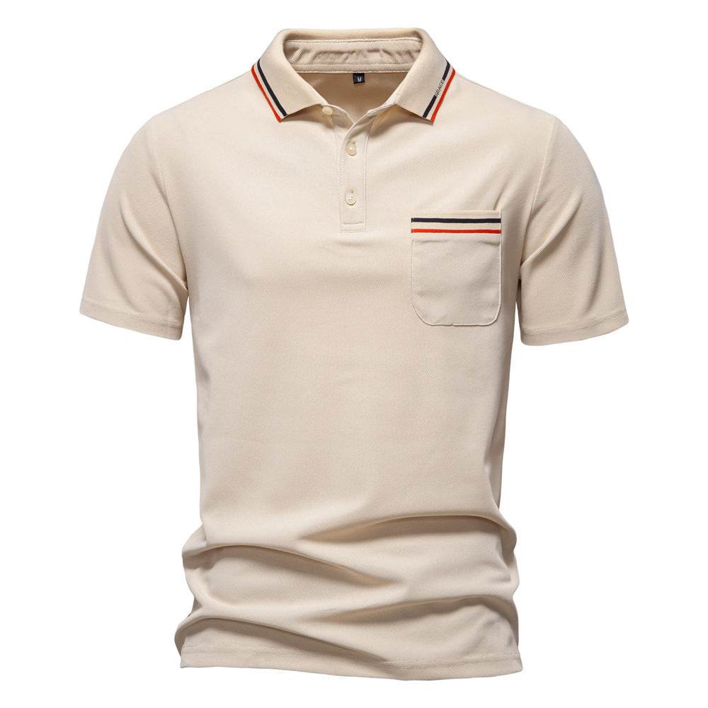 Men's Short-Sleeved Striped Polo Shirt - Casual Business Top for Summer - Buy Center US