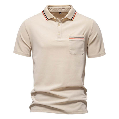 Men's Short-Sleeved Striped Polo Shirt - Casual Business Top for Summer - Buy Center US