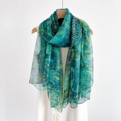 Women's Long Printed Anti-DDoS Scarf - Stylish & Ethnic Design - Buy Center US