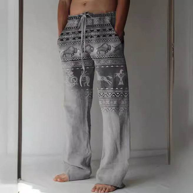 Men's Loose Casual Linen Pants - Printed, Comfortable, Available in Sizes S-6XL - Buy Center US