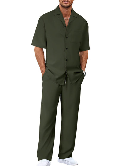 Buycenter Men's Leisure Suit - Short Sleeves & Trousers in Various Colors - Buy Center US