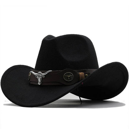 Fashion Woolen Western Denim Top Hat - Sun Protection, Multiple Colors - Buy Center US