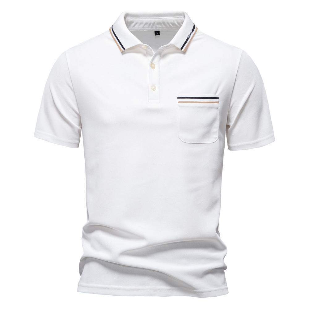 Men's Short-Sleeved Striped Polo Shirt - Casual Business Top for Summer - Buy Center US