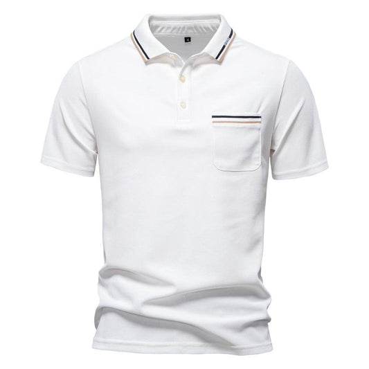 Men's Short-Sleeved Striped Polo Shirt - Casual Business Top for Summer - Buy Center US