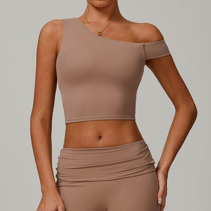 Women's Irregular Shoulder Yoga Vest - Eco-Friendly Sports Underwear - Buy Center US