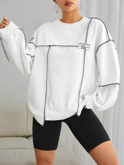 Casual Loose Round Neck Women's Sweater - Korean Style, Lantern Sleeves - Buy Center US