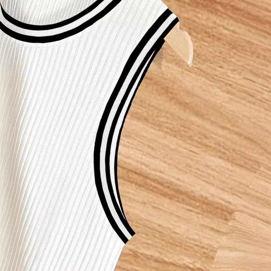Knitted Vertical Stripes Fitness Vest - Slim-Fitting Sports Apparel - Buy Center US