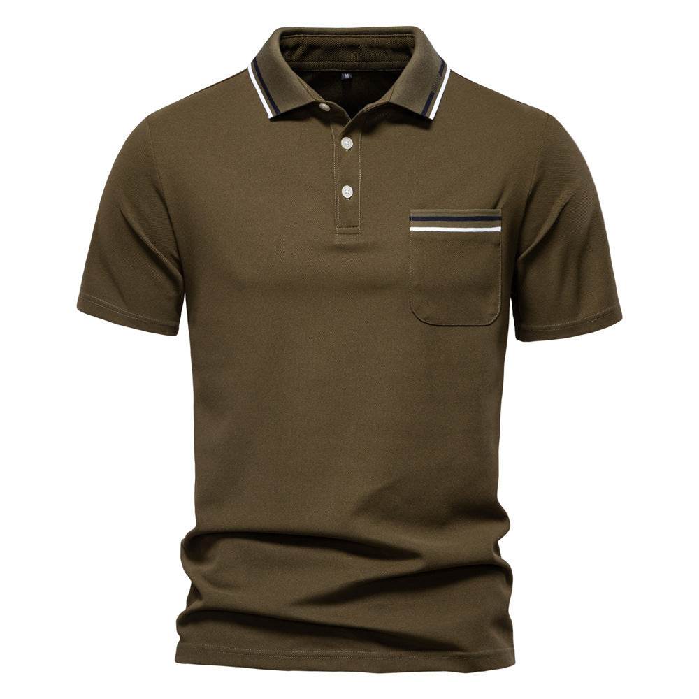 Men's Short-Sleeved Striped Polo Shirt - Casual Business Top for Summer - Buy Center US