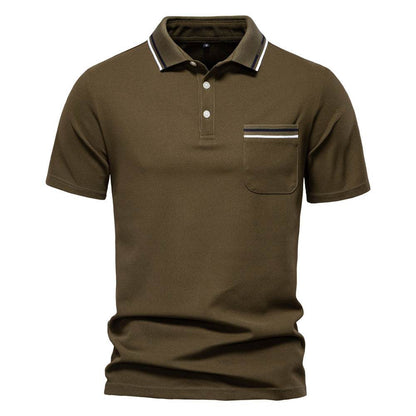 Men's Short-Sleeved Striped Polo Shirt - Casual Business Top for Summer - Buy Center US