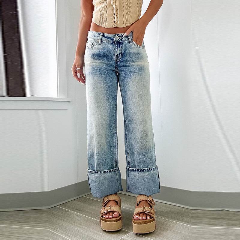 Women's High Waist Straight Pants - Retro European & American Style - Buy Center US