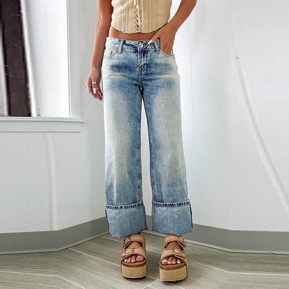 Women's High Waist Straight Pants - Retro European & American Style - Buy Center US