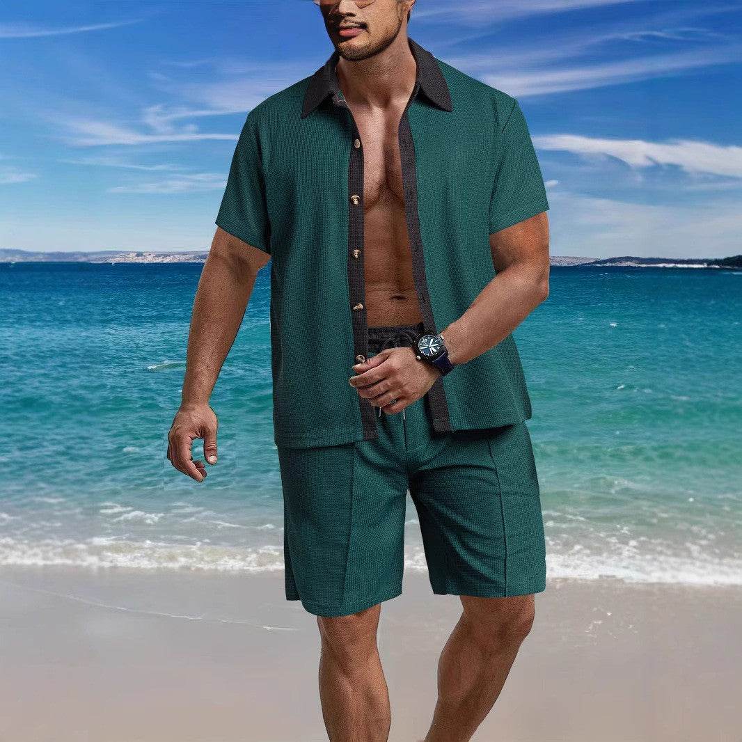 Buycenter Men's Casual Vacation Shirt & Shorts Set - Summer Sports Style - Buy Center US