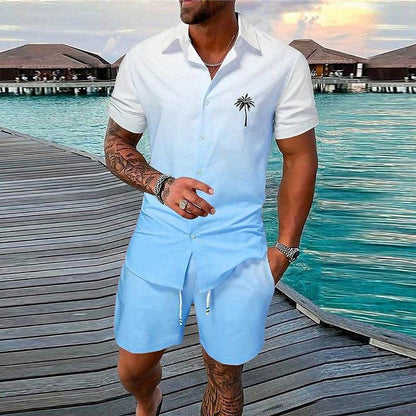 Buycenter Gradient 3D Printing Shorts Set - Stylish Outdoor Short-Sleeved Wear - Buy Center US