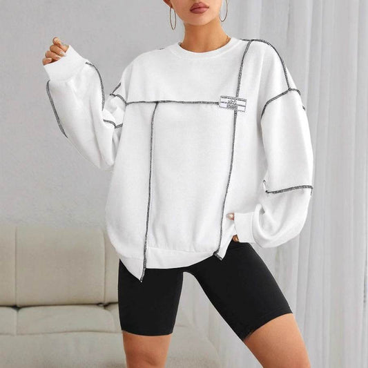Casual Loose Round Neck Women's Sweater - Korean Style, Lantern Sleeves - Buy Center US