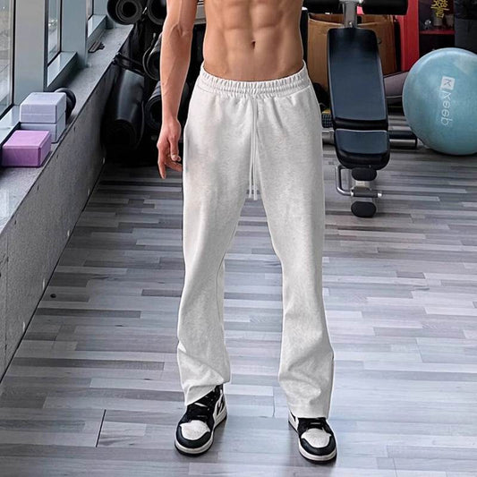 Men's Simple Straight Sports Pants - Black & Gray Cotton Trousers - Buy Center US