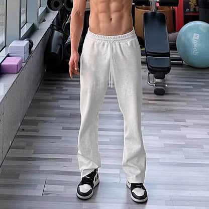 Men's Simple Straight Sports Pants - Black & Gray Cotton Trousers - Buy Center US