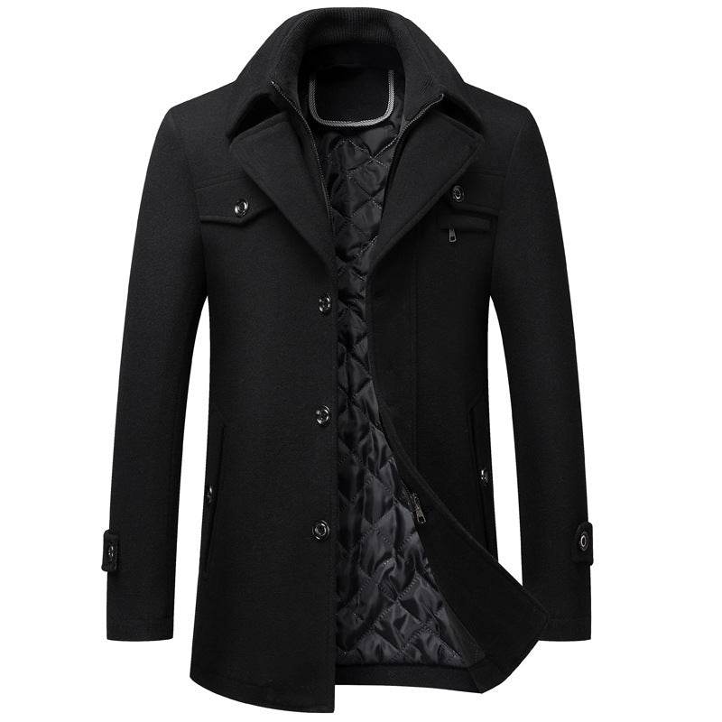 Buycenter Men's Woolen Overcoat Jacket - Thickened, Stylish & Versatile - Buy Center US