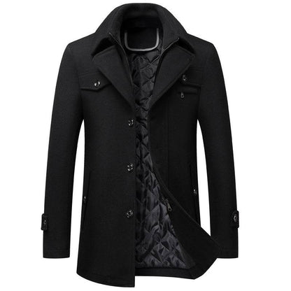 Buycenter Men's Woolen Overcoat Jacket - Thickened, Stylish & Versatile - Buy Center US