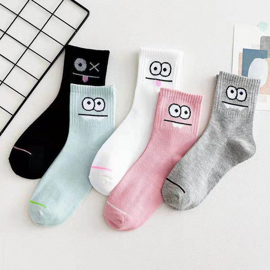 Cute Brown Striped Couple Socks - Autumn/Winter Middle Calf Style - Buy Center US