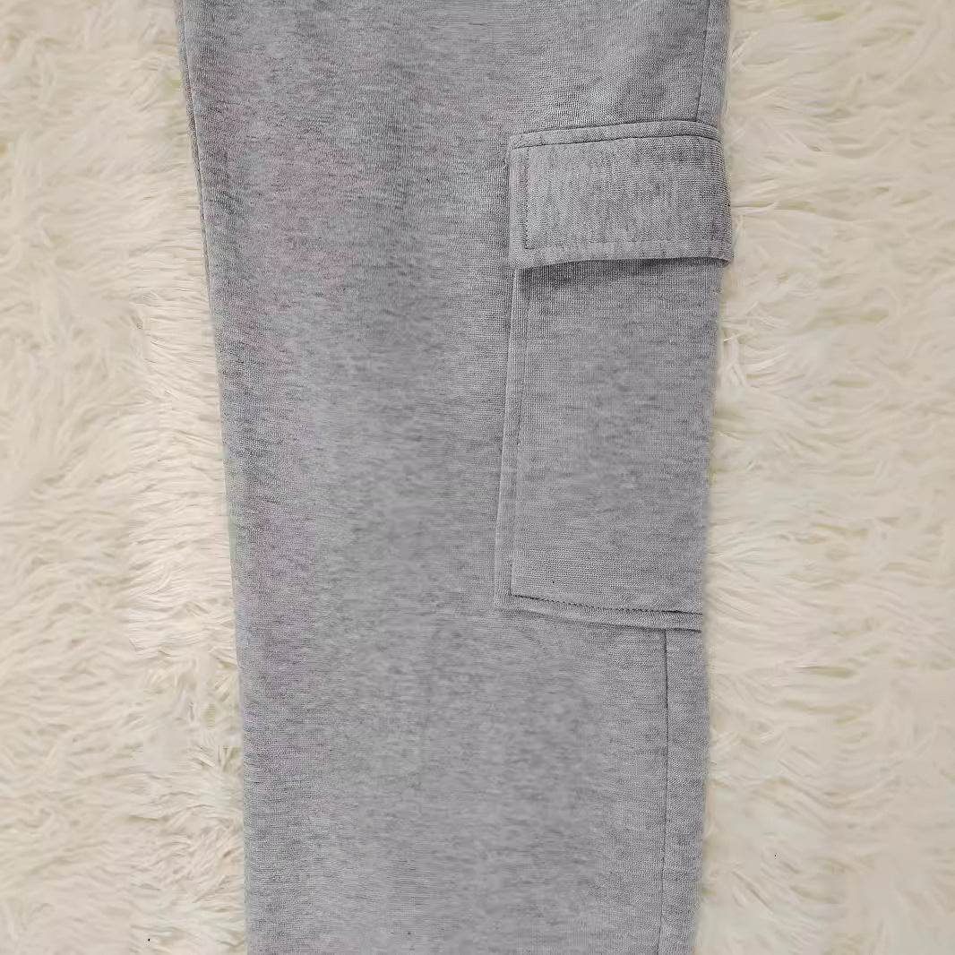 Casual Thickened Drawstring Pile Pants - Urban Style in Light Gray, Black - Buy Center US