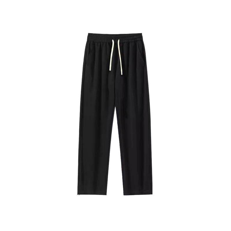 Men's Simple Straight Sports Pants - Black & Gray Cotton Trousers - Buy Center US