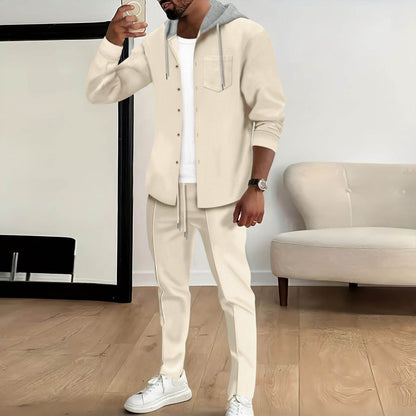 Buycenter Men's Casual Color Block Jacket & Trouser Set - Stylish Comfort - Buy Center US