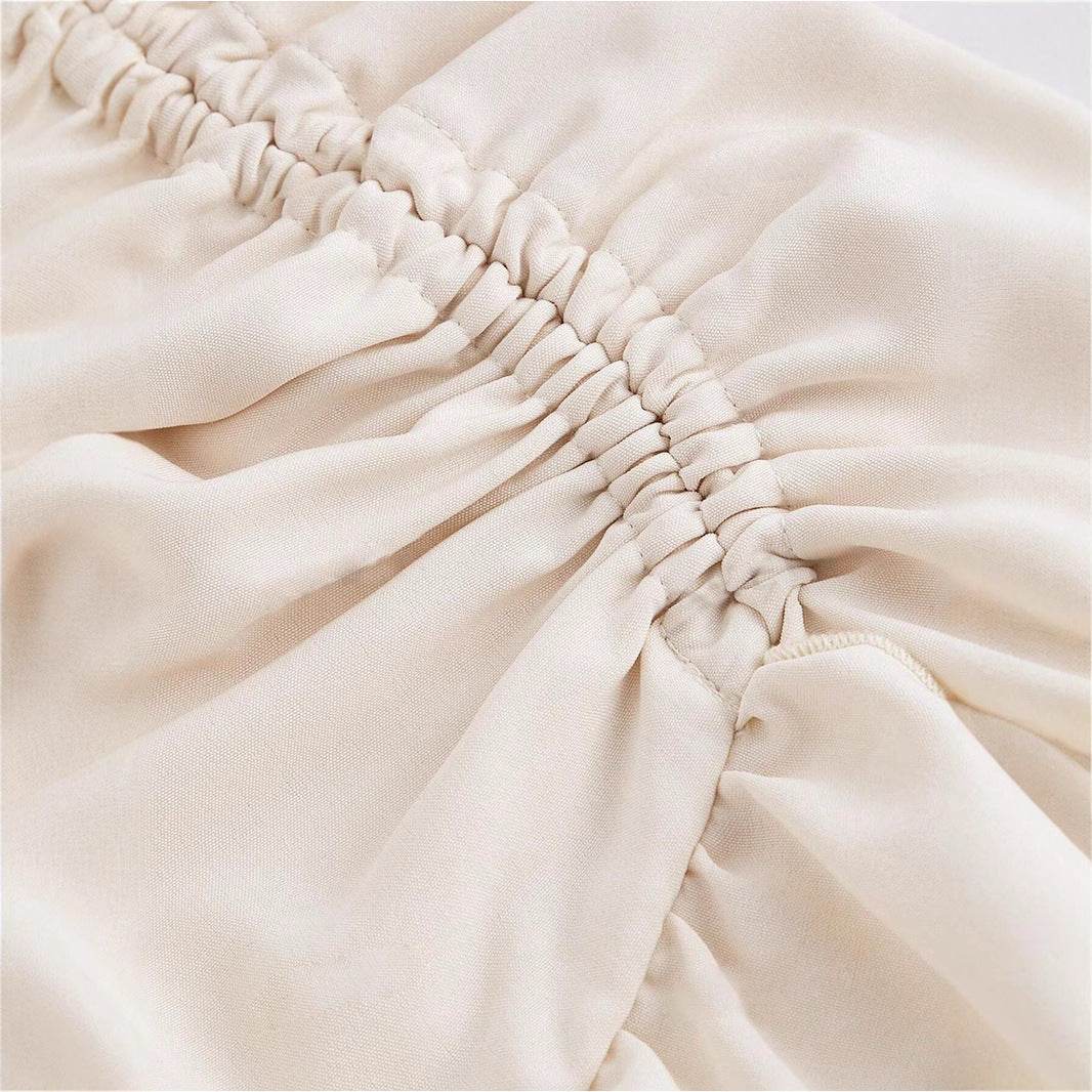 Elegant Asymmetric Hem High Waist Skirt - Available in Apricot, White, Black - Buy Center US