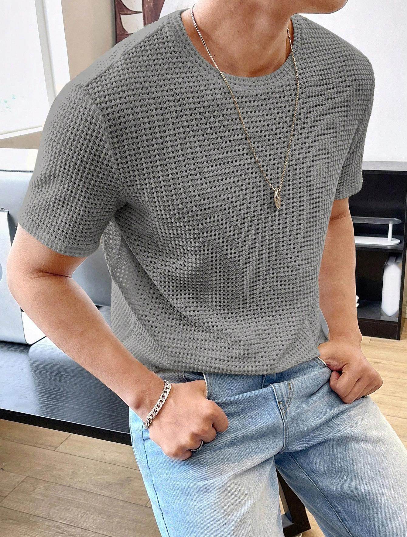 Men's Casual Short Sleeve T-Shirt - Loose Fit, Solid Colors Available - Buy Center US