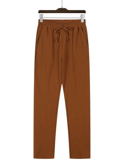 Casual Loose Pants for Men - Micro-Elastic Mid Waist in Solid Colors - Buy Center US