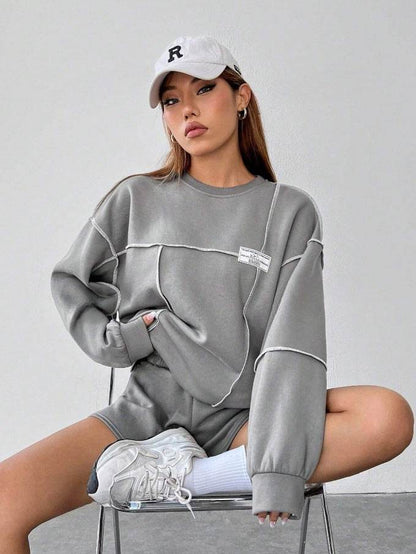 Casual Loose Round Neck Women's Sweater - Korean Style, Lantern Sleeves - Buy Center US